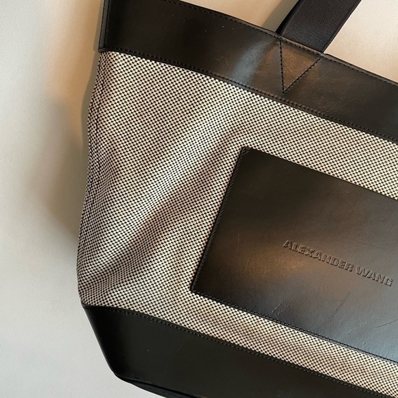 ALEXANDER WANG Black Canvas Leather Tote Bag large - Picture 3 of 10